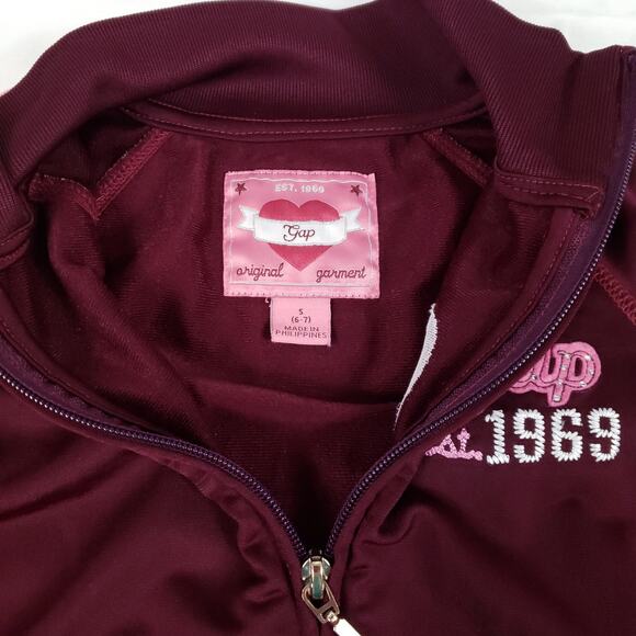 Gap Zip Up Jacket Burgundy And Pink Kids Small Athleisure Sporty Fall Outdoors - Picture 3 of 5
